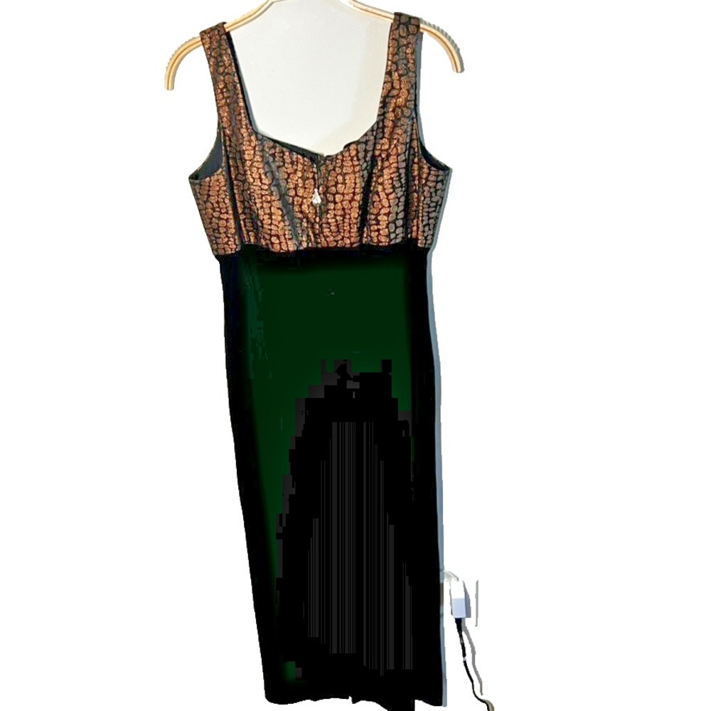 Patra Vtg Dress Women M Copper Metallic Brown Velvet Gown Size 10 Classic Sparkl
